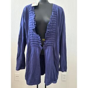 Rip Curl Open Front Cardigan Sweater Womens Sz 14 Large Cotton Blue Coastal New